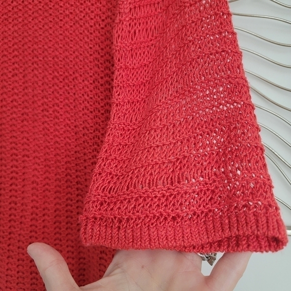 Lucky Brand Millbrae Open Loose Knit Crochet Burnt Orange Sweater Size Medium - Picture 8 of 10